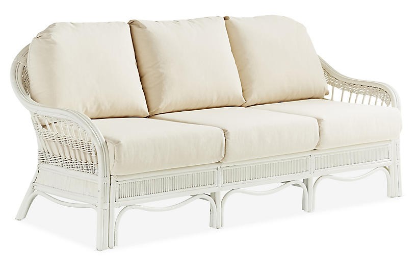 Bermuda Rattan Sofa, White | One Kings Lane