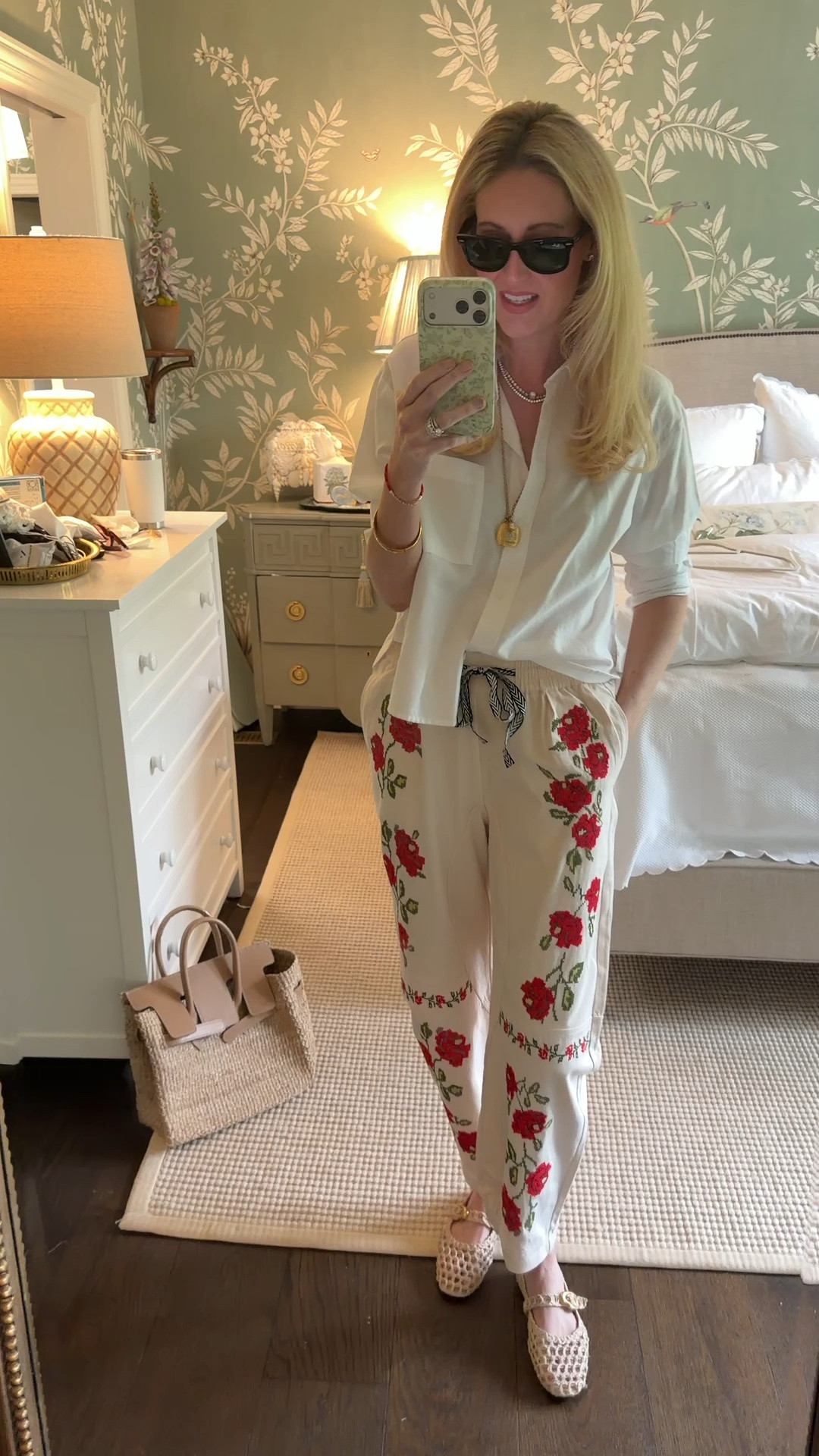Most darling embroidery Amazon pants! I’m wearing a size small!