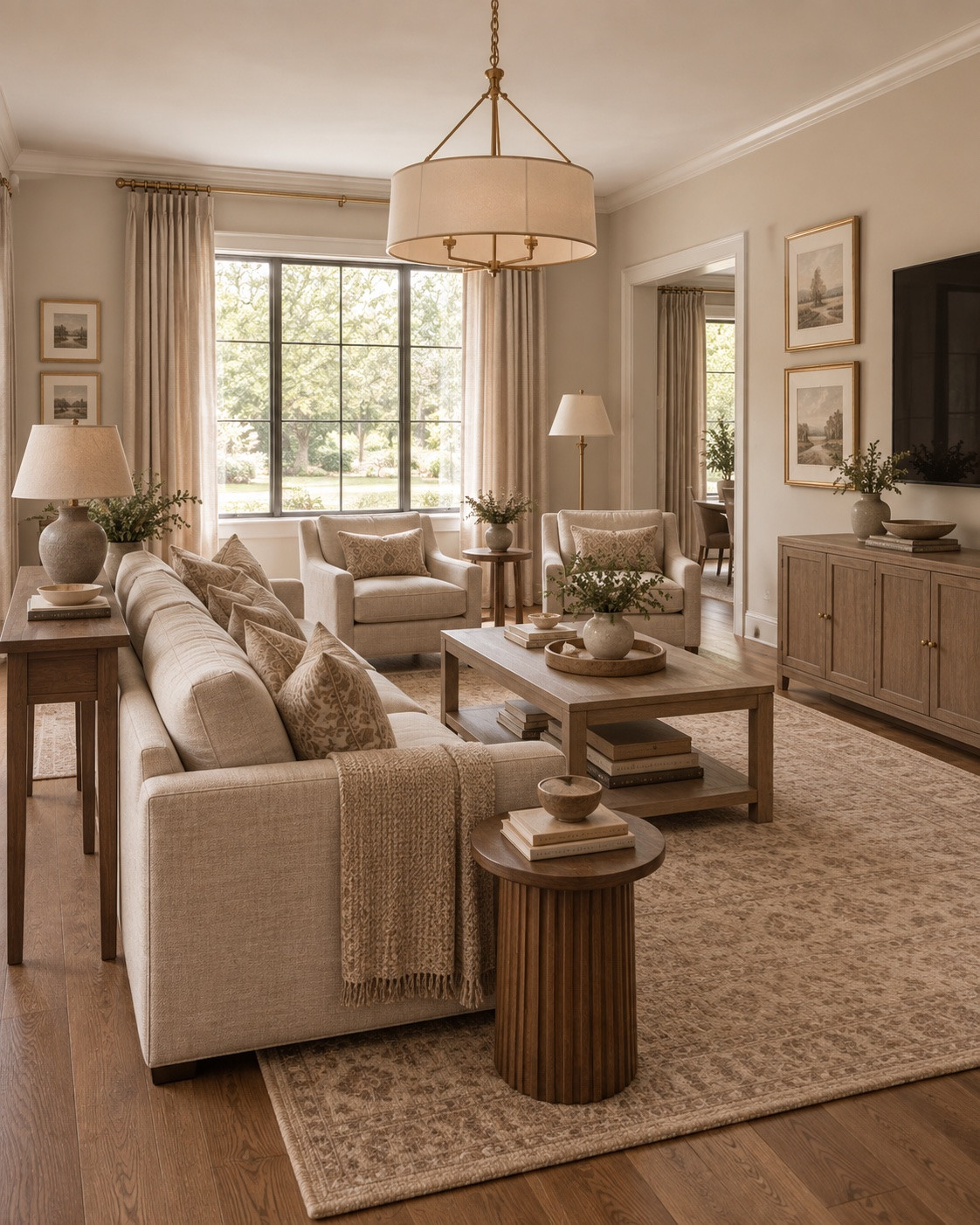 A room can be completely pretty and still feel like it’s missing a little something.

The first version is a good example. Nothing is really wrong with it. The colors coordinate, the furniture works together, and everything feels cohesive. But so many of the choices are similar that your eye doesn’t have many places to go.

Swipe to see the difference →

In the second version, I kept the room cohesive but stopped trying to get everything to match. Different wood tones, more variation in the pillows, mixed artwork and frames, different pottery finishes, and colors that repeat in smaller ways throughout the room give it so much more depth.

That’s the difference between matching and relating. You can bring in an olive chair, an old wood table, a patterned pillow or a darker vase without finding an exact match somewhere else. It just needs a small connection to the rest of the room.

I linked pieces with a similar collected, layered feel here if you’re working on this in your own home.

#LTKHome