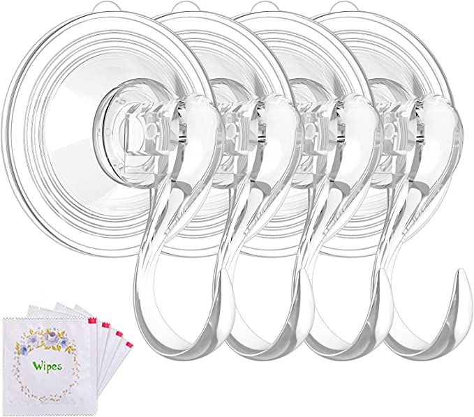 Wreath Hanger, VIS'V Large Clear Reusable Heavy Duty Wreath Hanger Suction Cup with Wipes 22 LB S... | Amazon (US)