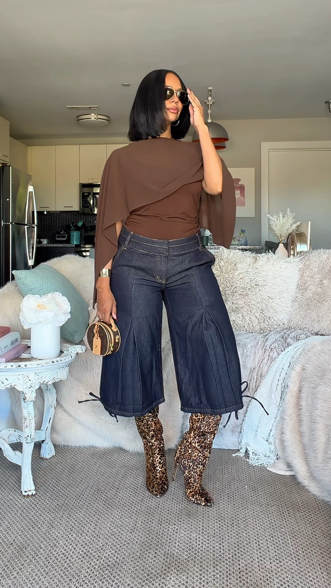 Fall outfit idea for women over 40 from @CIDER 🍂 Chiffon overlay top with wide leg cropped jeans 

WHERE TO WEAR IT:
STRETCH: Top yes jeans no
TRUE TO SIZE: Yes
OVERALL FIT: Normal
PETITE FRIENDLY: Yes

Sizing ⬇️
5’3 
Bust: 32DD
Waist: 27”
Hips: 42”
Wearing Size M

Make sure you download the ✨FREE✨ LTK app and follow me @heyrissyrozay for all my style and beauty finds 🫶🏽

over 40 outfit ideas
petite curvy outfits

#LTKootd #LTKOver40 #LTKPetite