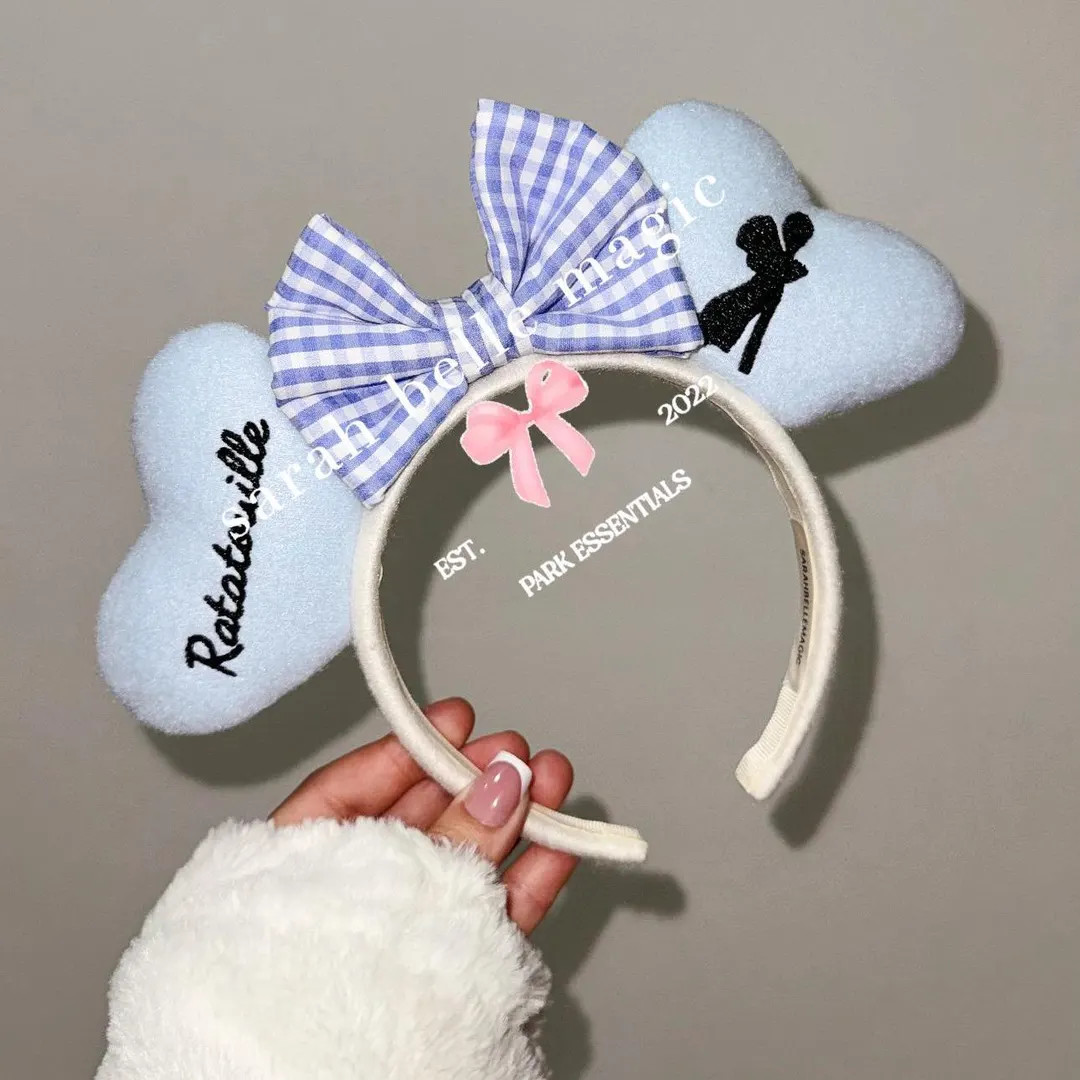 Embroidered Anybody can cook inspired Ears – Blue Gingham Mouse Ears, Baking Themed Ears, Custo... | Etsy (US)