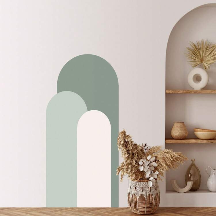 2 Sets Of Fresh And Simple Solid Color 52*140cm Geometric Arch Wall Stickers, Can Be Used To Decorate The Living Room, Study, Office, Etc. | SHEIN