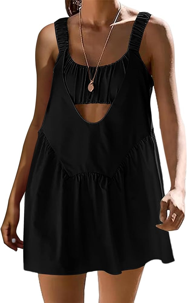 Lauweion Women Tennis Dress with Shorts Workout Hot Shot Mini Dress with Built in Bra Athletic 2 ... | Amazon (US)