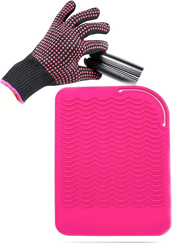 Heat Resistant Glove with Heat Resistant Mat for Curling Iron, Hair Straightener, Flat Irons, Sil... | Amazon (US)