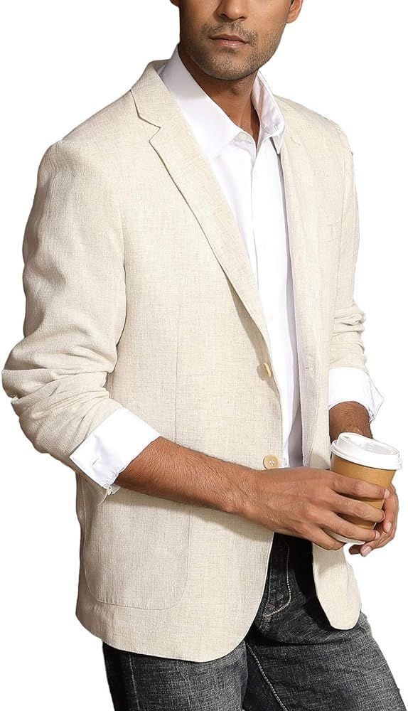 PJ Paul Jones Men's Slim Fit Lightweight Linen Jacket Tailored Blazer Sport Coat | Amazon (US)