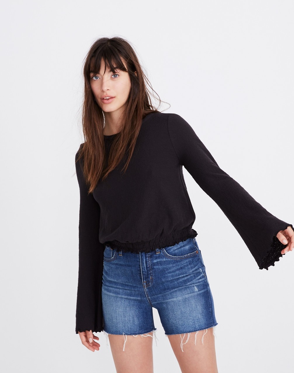 Texture & Thread Smocked Bell-Sleeve Top | Madewell