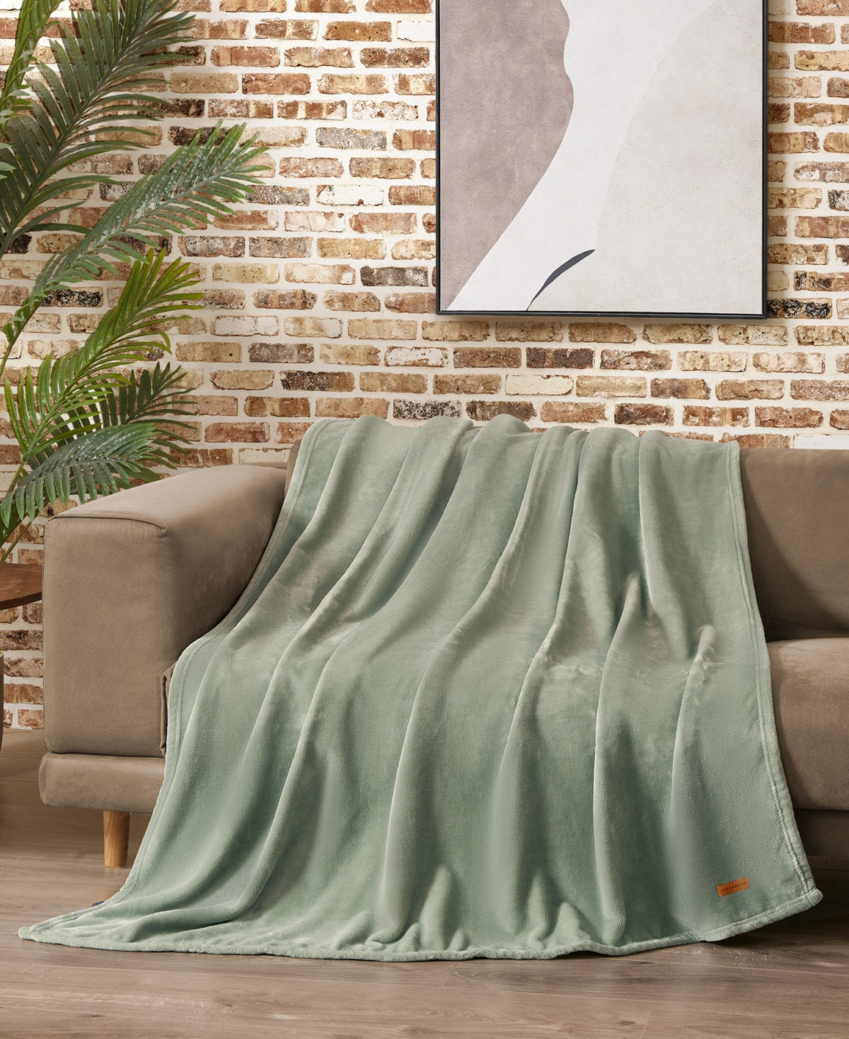 Lucky Brand Solid Plush Throw, 50" x 70" - Sage | Macy's