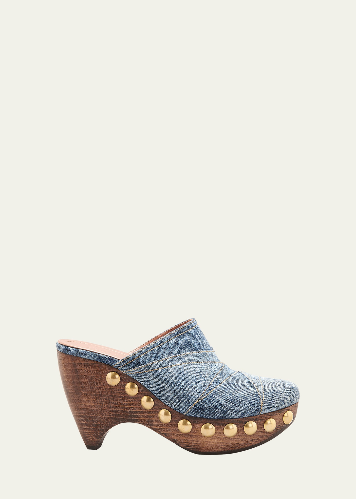 Denim Sculpture Wood-Heel Clogs | Bergdorf Goodman