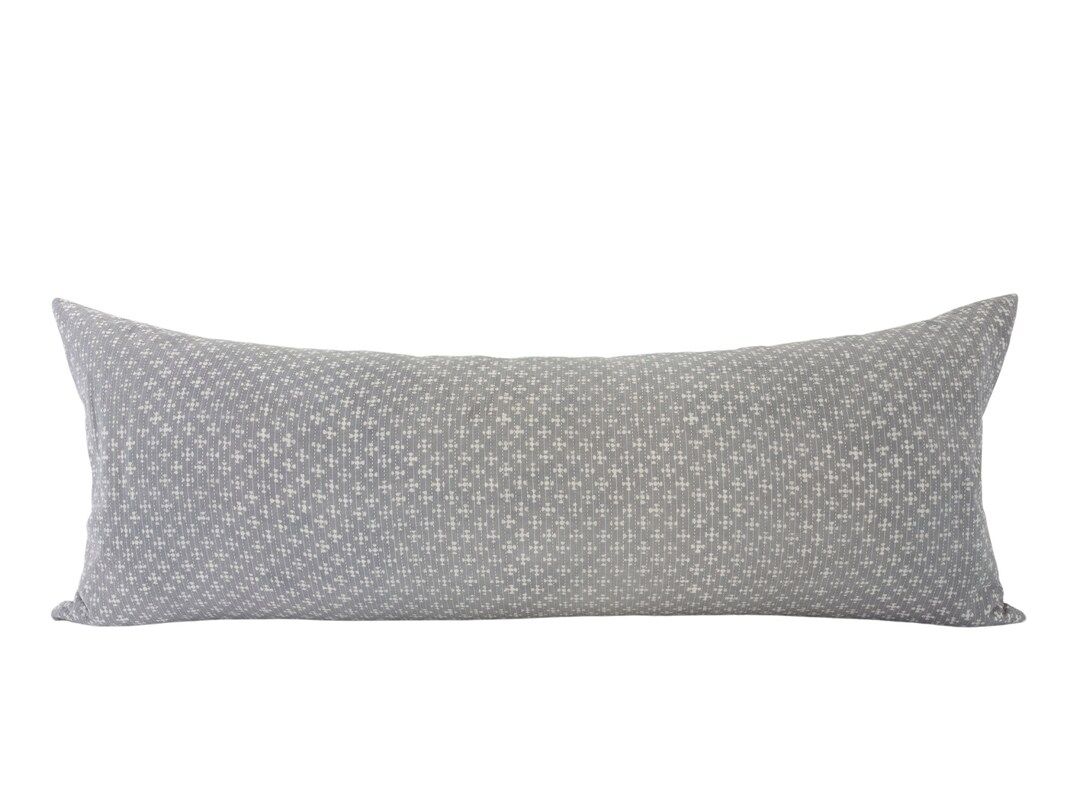 MAIRA  14x36 Light Grey Kantha Pillow Cover Block Print Long - Etsy | Etsy (US)