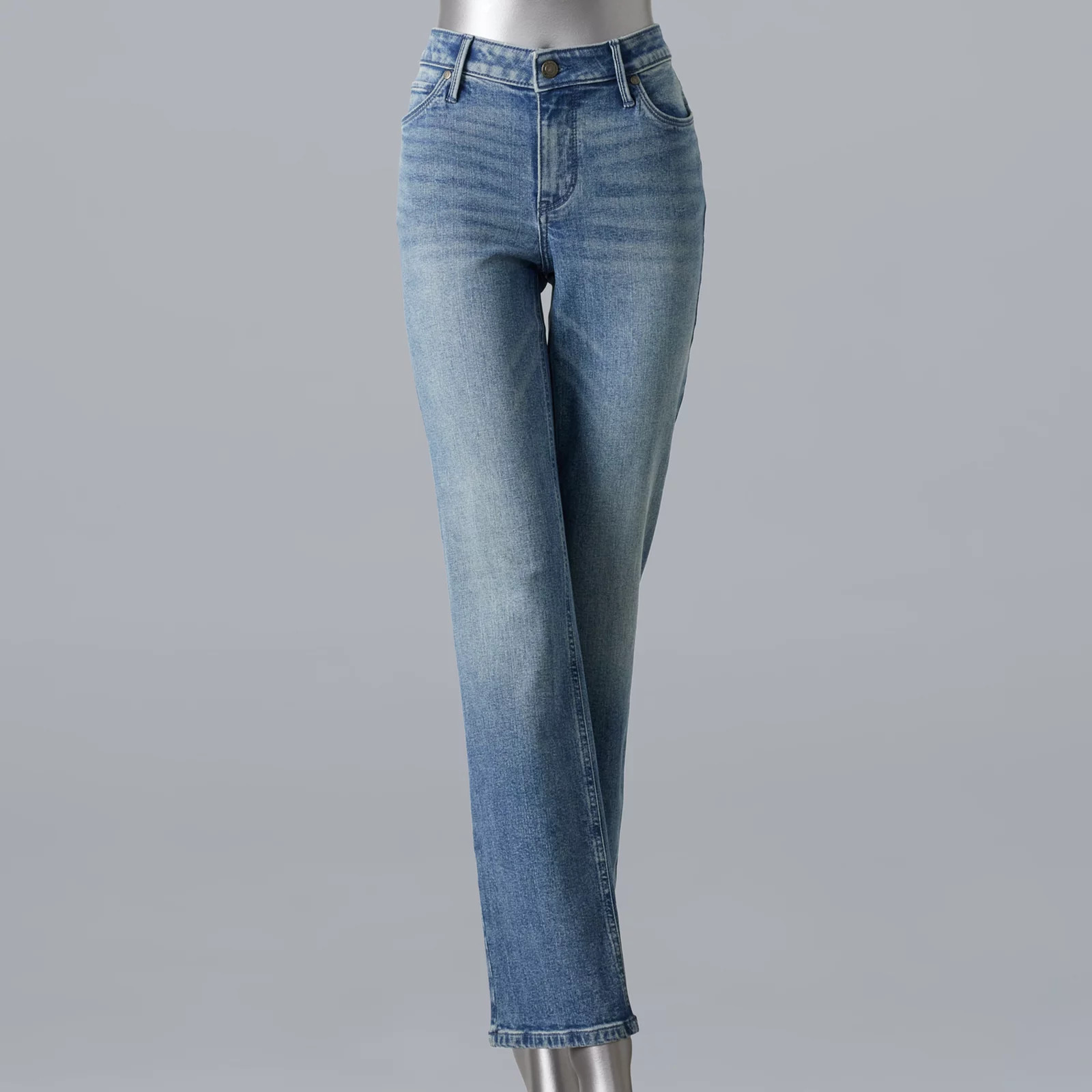 Women's Simply Vera Vera Wang Slim Straight Leg Jeans, Size: 8 T/Large, Blue | Kohl's
