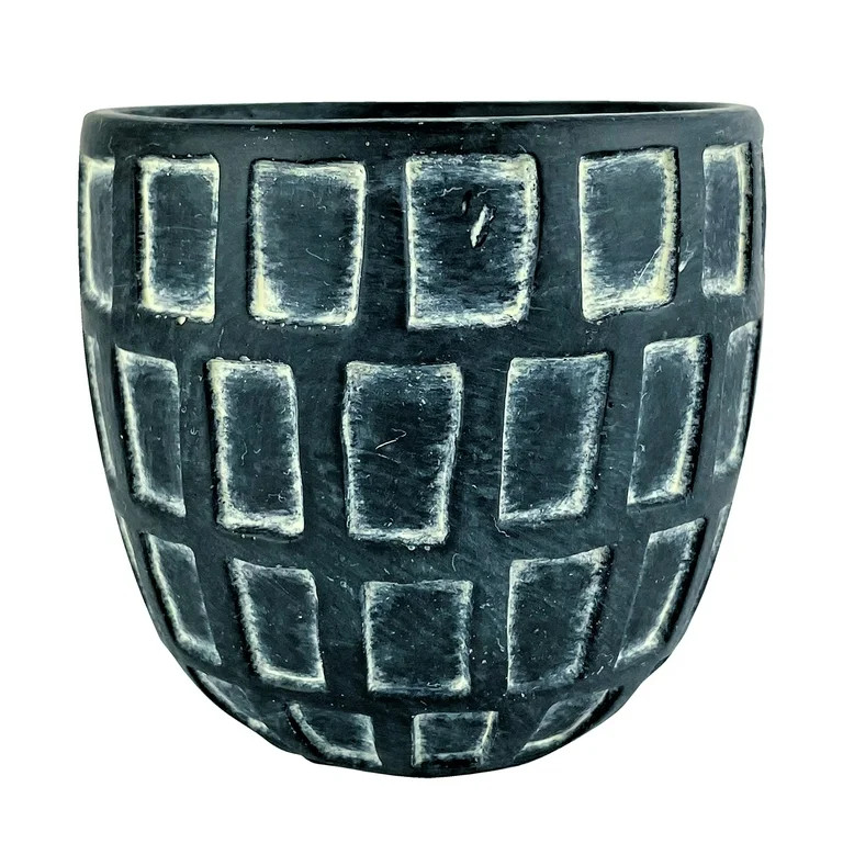 Mainstays 4.5" Round Black Geo Embossed Cement Container | Walmart (US)