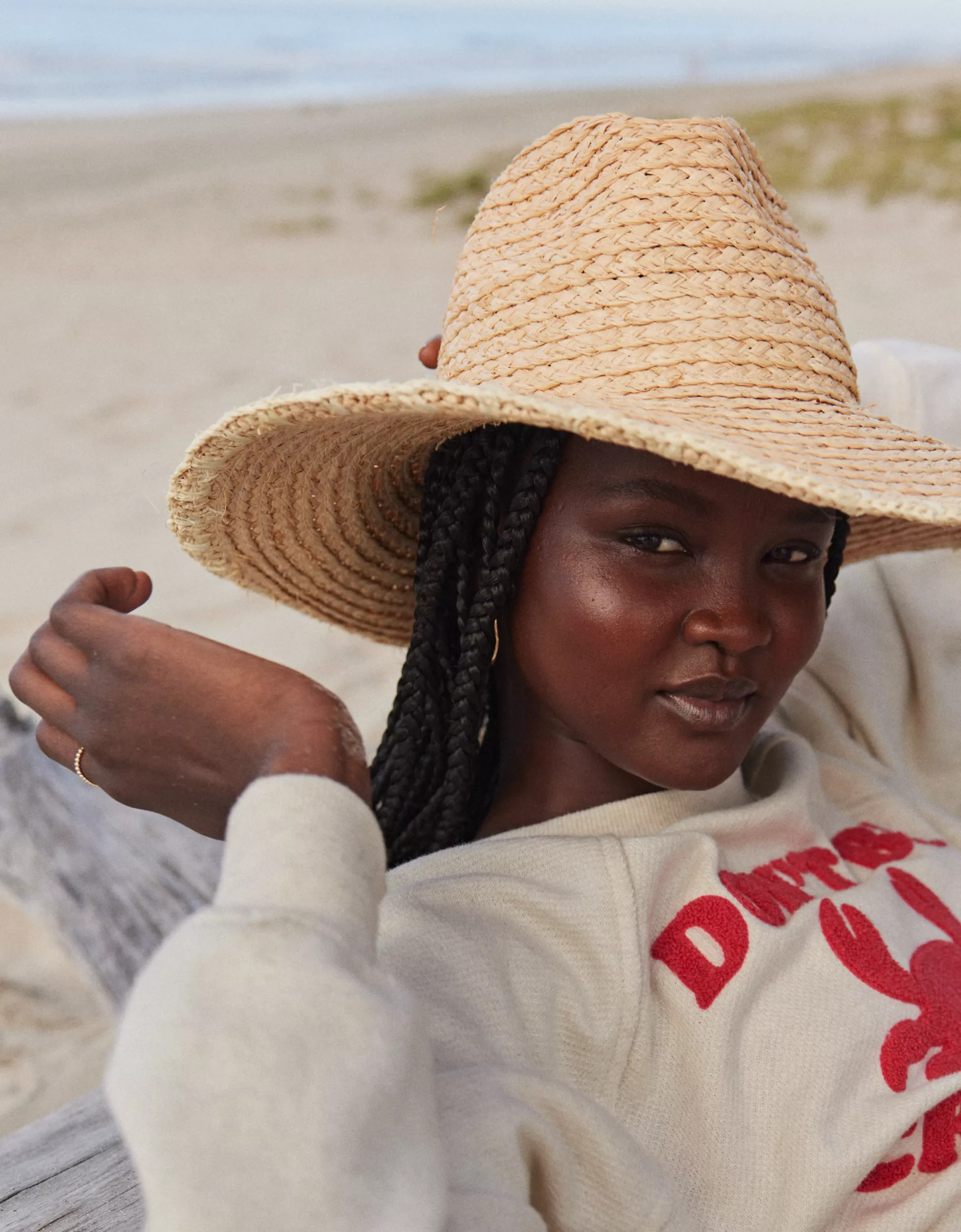 Aerie Crochet Trim Straw Hat | Aerie