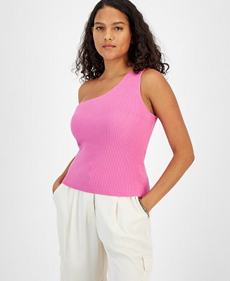 Bar III Women's One-Shoulder Sleeveless Ribbed Sweater, Created for Macy's - Macy's | Macy's