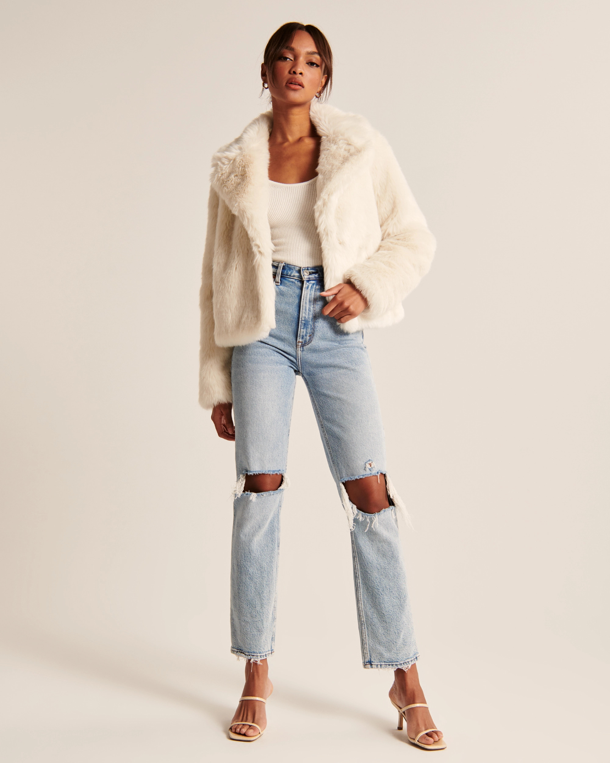 Faux Fur Cropped Coat | Abercrombie & Fitch (US)