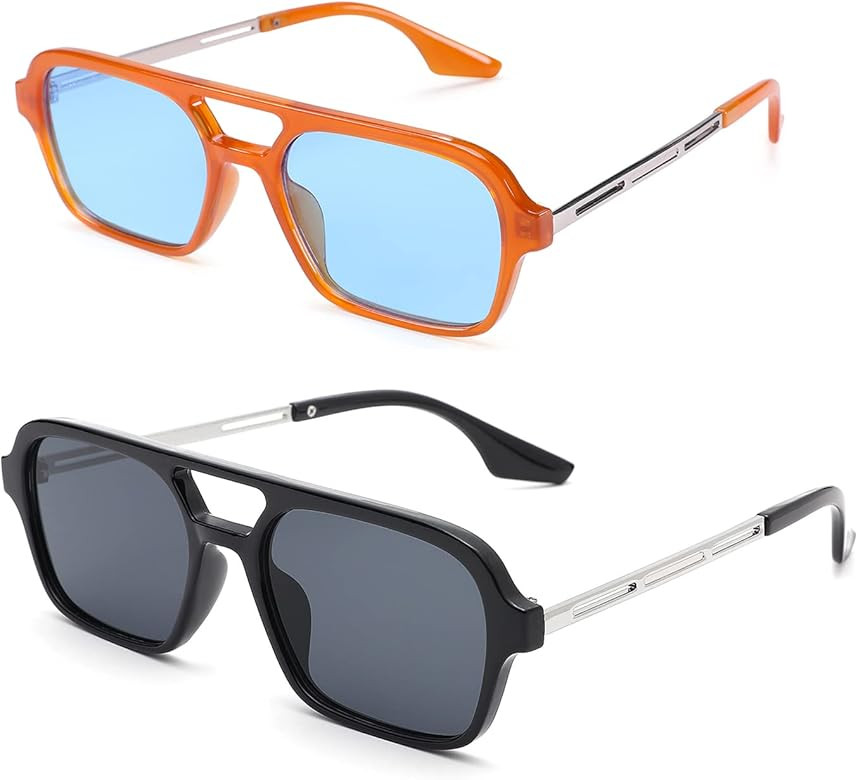 Pro Acme Vintage 70s Flat Pilot Aviator Sunglasses for Women Men, Rectangular Glasses UV400 Prote... | Amazon (US)