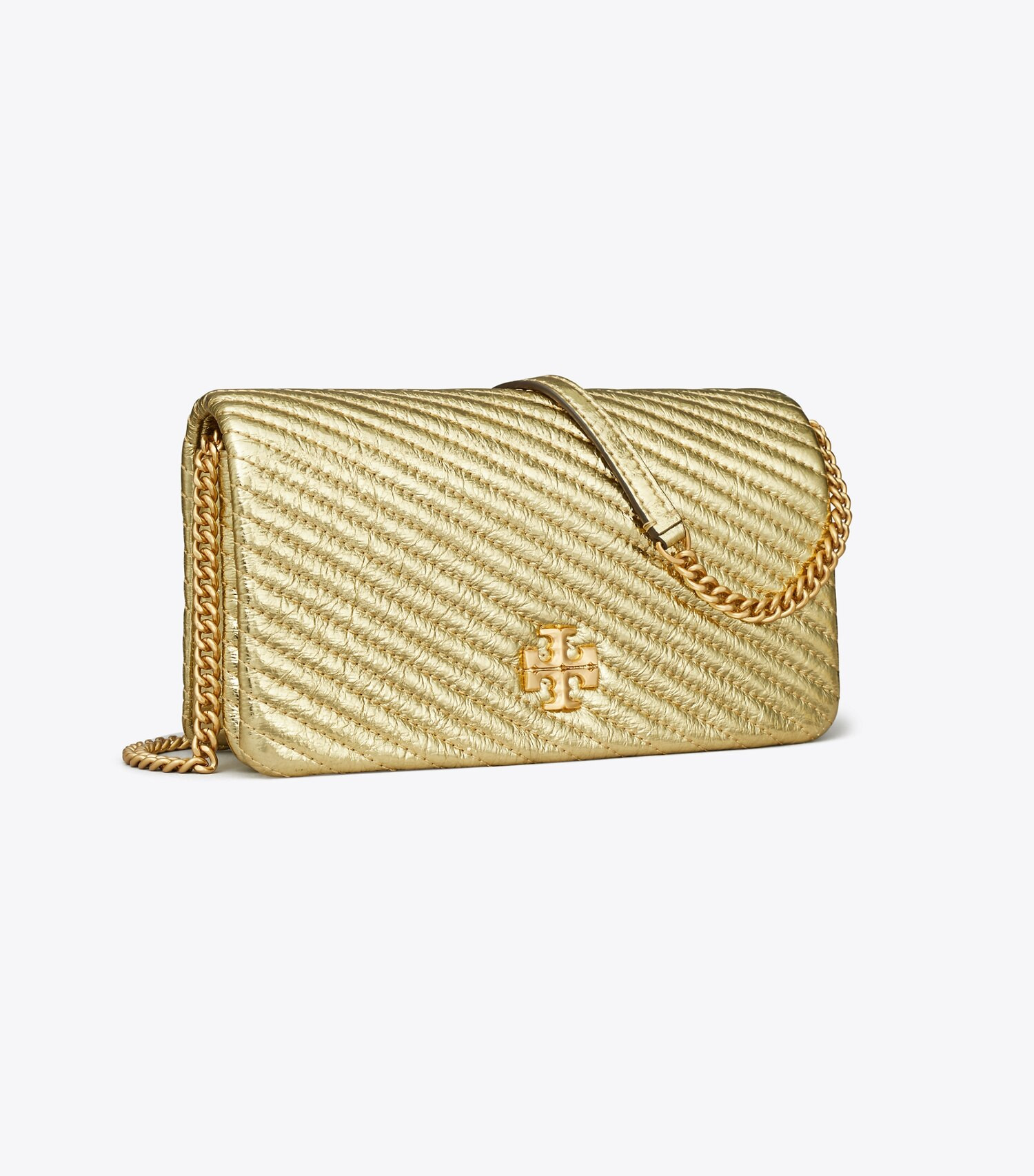 Kira Moto Quilt Metallic Chain Wallet: Women's Designer Mini Bags | Tory Burch | Tory Burch (US)