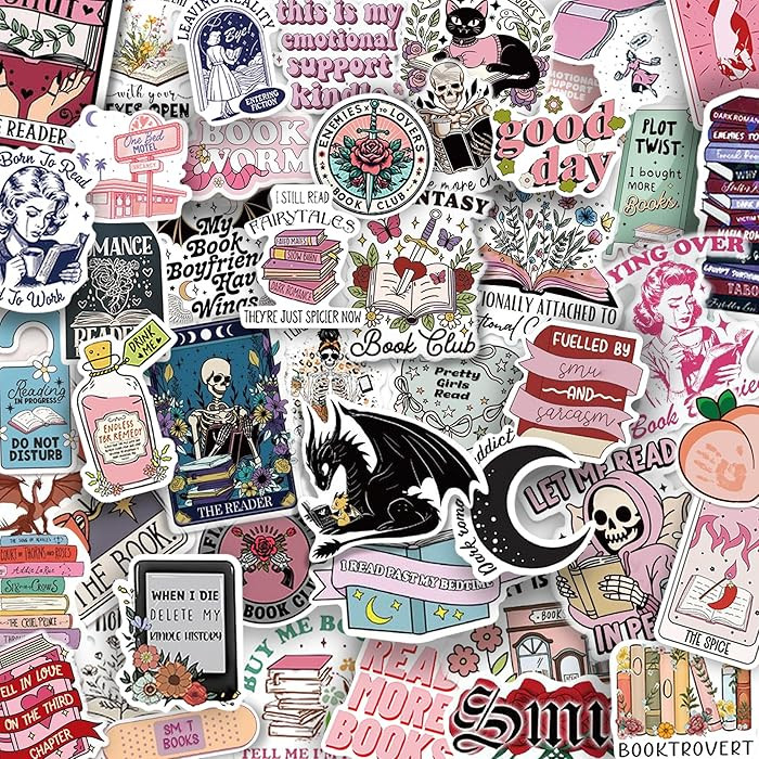 200 PCS Book Stickers for Kindle, Bookish Holographic Reading Booktok Sticker Pack for Adult, Wat... | Amazon (US)