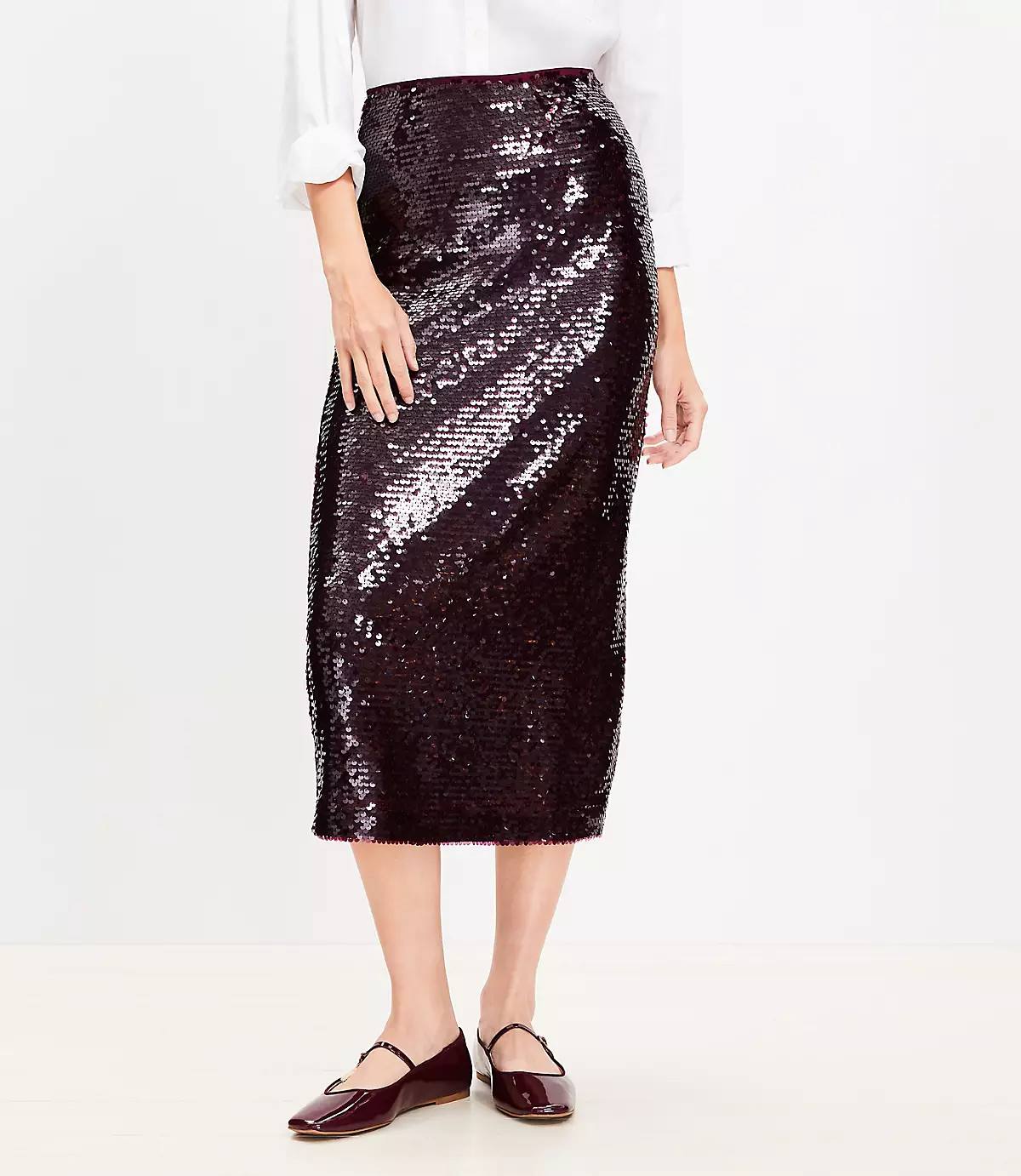 Petite Sequin Midi Skirt | LOFT