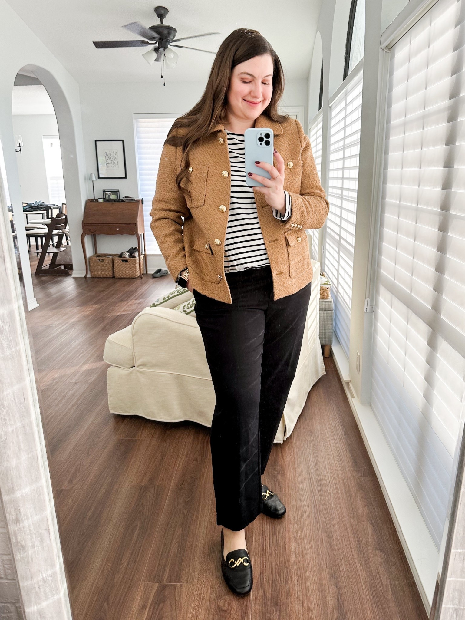 Workwear #ootd 11/4/25 

This jacket has one size left but I’ve linked other similar ones! Love love these loafers - super comfortable 

Womens business professional workwear and business casual workwear and office outfits midsize outfit midsize style 

#LTKTall #LTKMidsize #LTKWorkwear