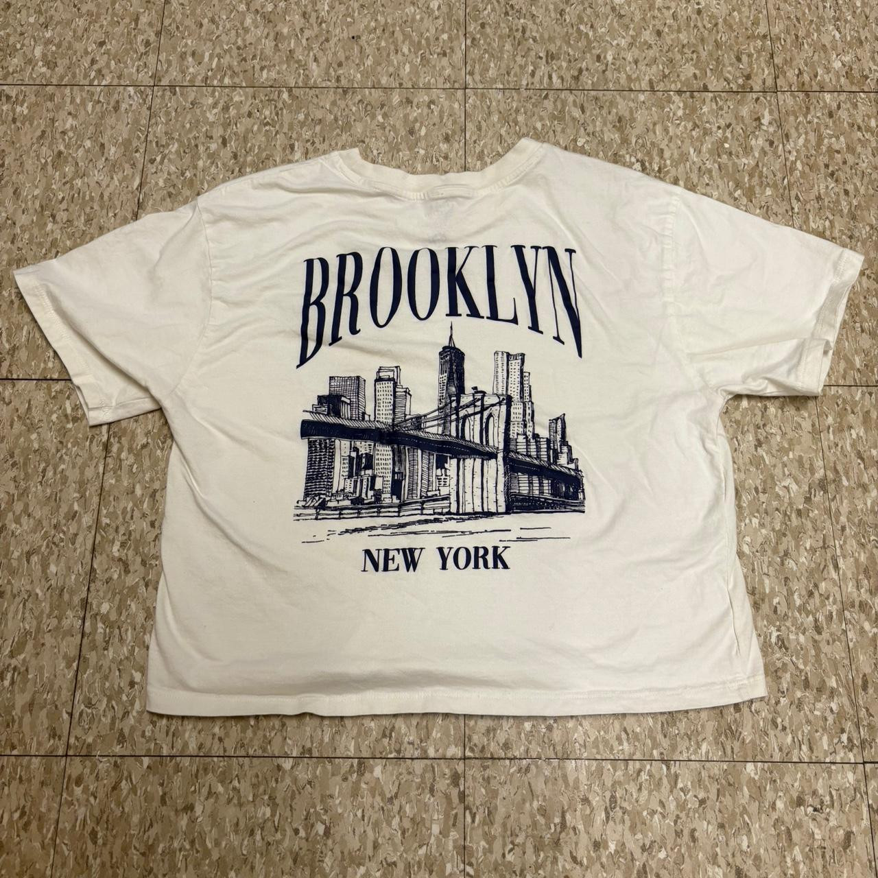 Brooklyn New York white cotton Crop t-shirt youth... | Depop | Depop US