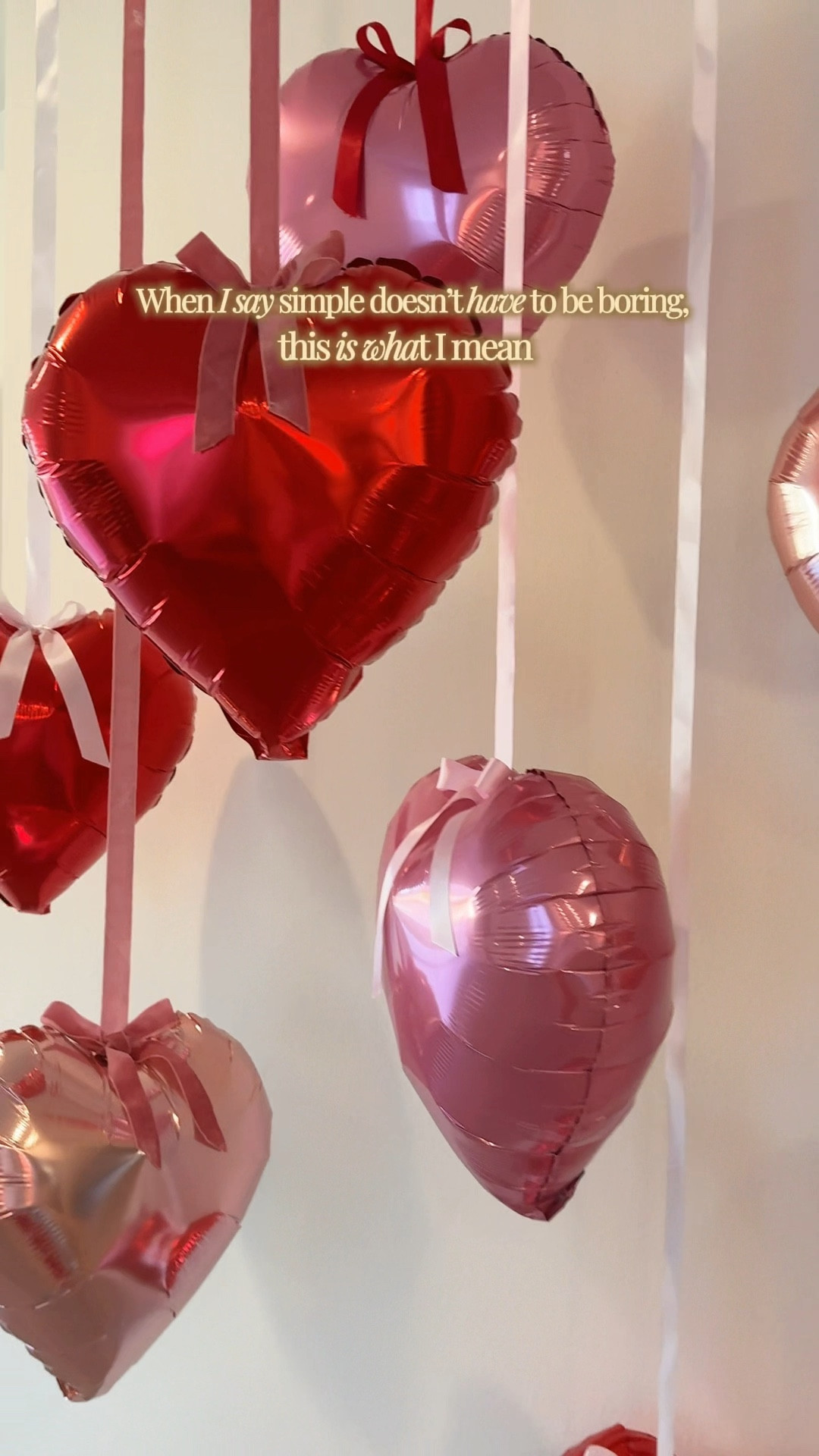 Heart shaped balloons hanging with ribbons and topped with bows ❤️🎀 perfect for a Galentine’s party and Valentines decor! 💕


#LTKSeasonal #LTKHome #LTKValentine