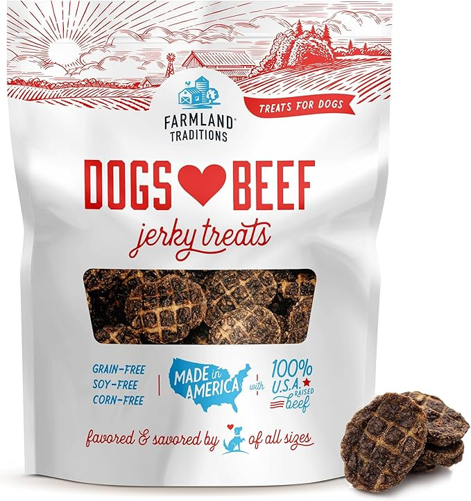 Farmland Traditions Dogs Love Beef Jerky Dog Treats with Only 3 Ingredients and No Fillers, 5 Oun... | Amazon (US)