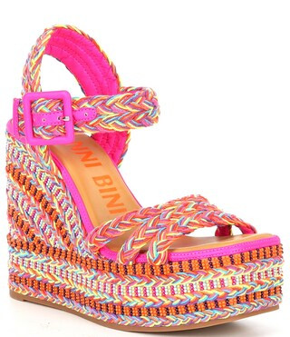 Gianni Bini Santi Rainbow Woven Beaded Strappy Wedge Sandals | Dillard's | Dillard's