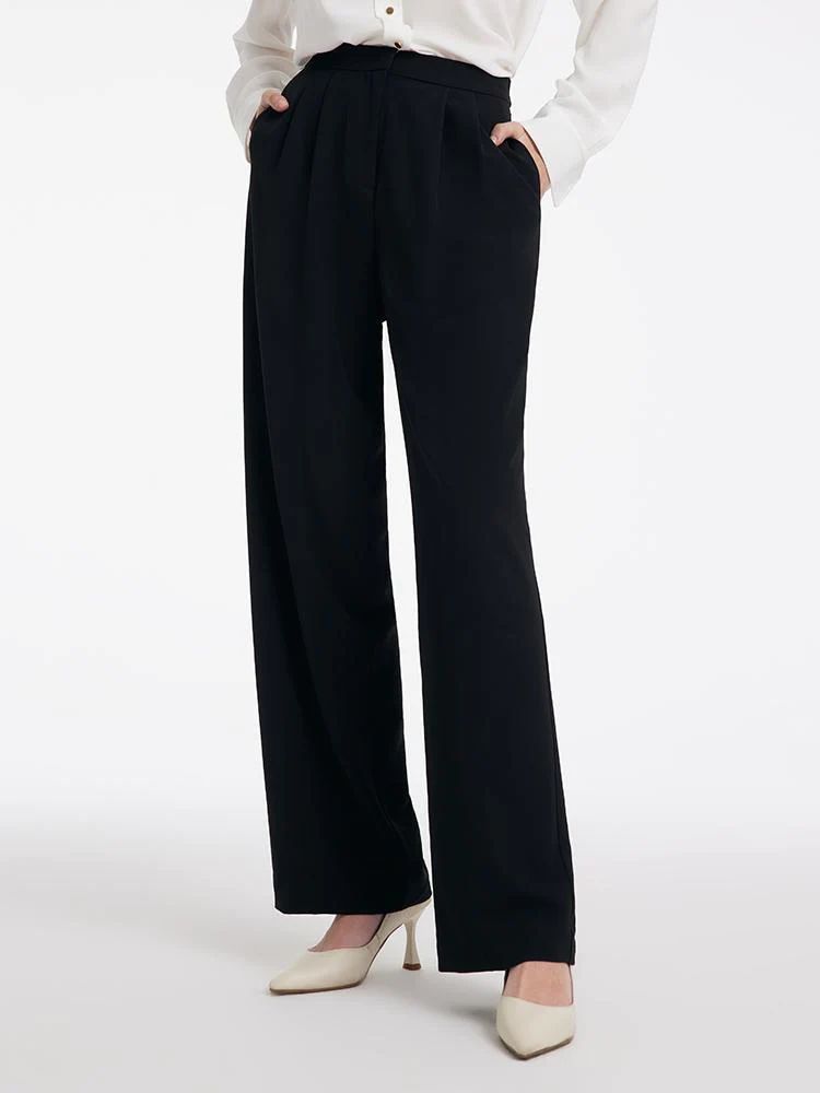 Black Straight Full Length Pants | GoeliaGlobal