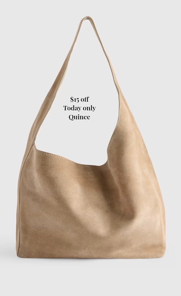 Quince RARELY has anything on sale because their prices are already so good. Today only this suede shoulder bag is $15 off. I have it in the sand color and also in the pebble color. Both are fantastic! 

￼@onequince 

#LTKSaleAlert #LTKdayinmylife #LTKOver40