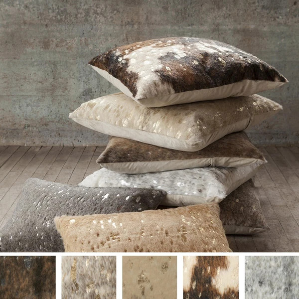 Faux-rawhide Glam Metallic Accent 22-inch Throw Pillow | Bed Bath & Beyond