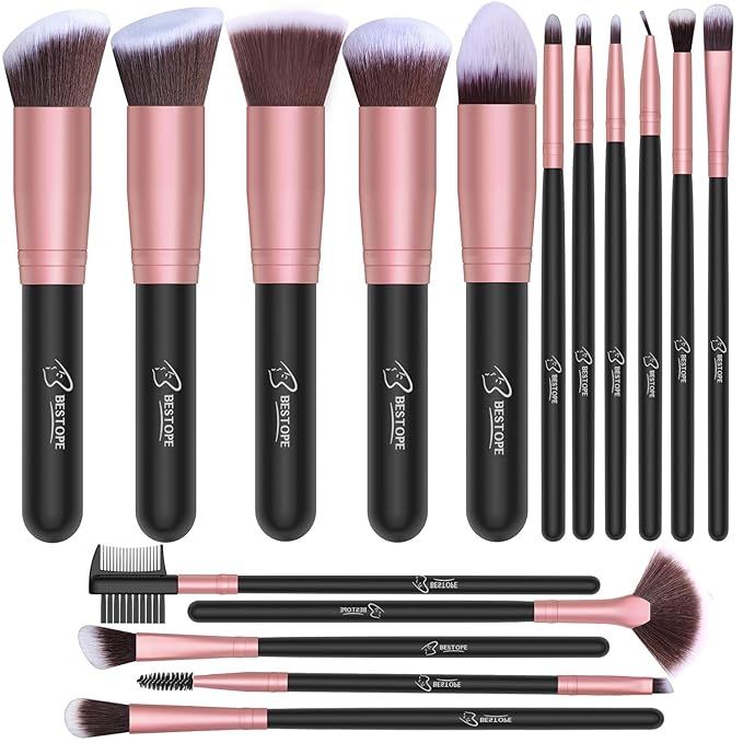 BESTOPE Makeup Brushes 16 PCs Makeup Brush Set Premium Synthetic Foundation Brush Blending Face P... | Amazon (US)