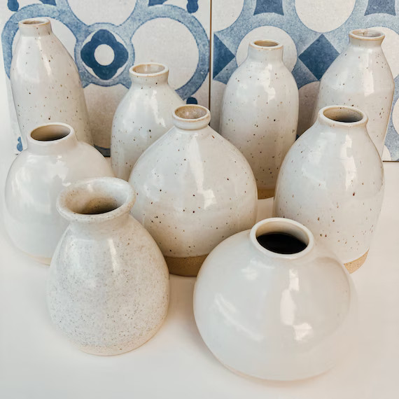 Handmade White Bud Vase, Minimalist Home Decor, Modern Simple Ceramic Flower Vase | Etsy (US)