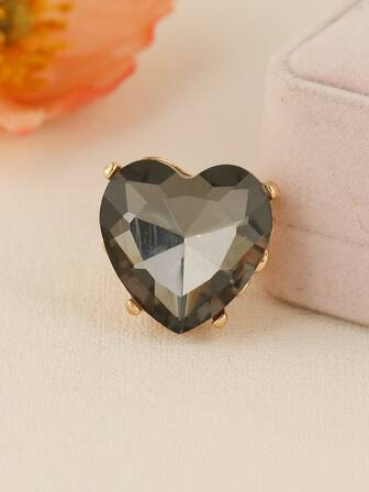 1pc Gorgeous Heart Shaped Gemstone Inlayed Open Ring Made Of Alloy For Women, Perfect For Dating ... | SHEIN
