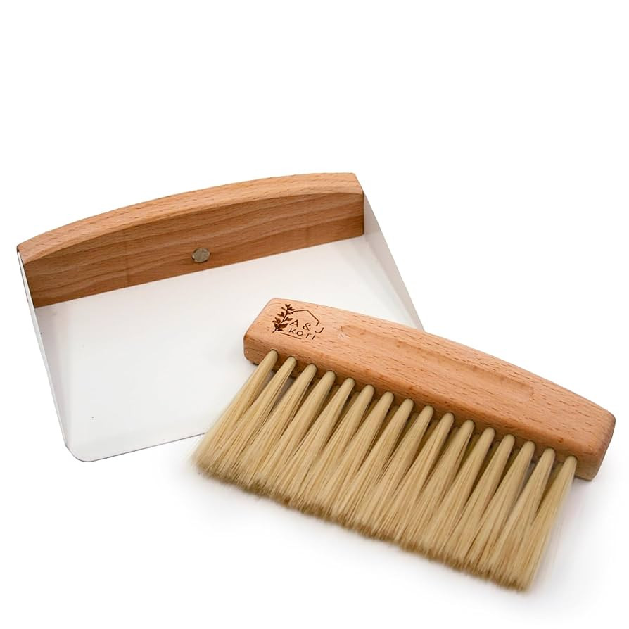 A&J Koti Table Crumb Sweeper - Small Mini Metal Dustpan and Hand Brush Combo Set - Wood Crumber f... | Amazon (US)