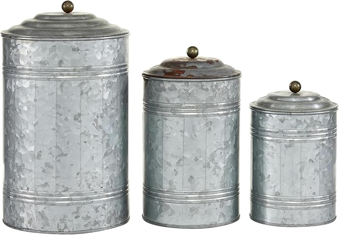 Deco 79 Metal Decorative Jars Decorative Container Jar with Lid, Gray | Amazon (US)