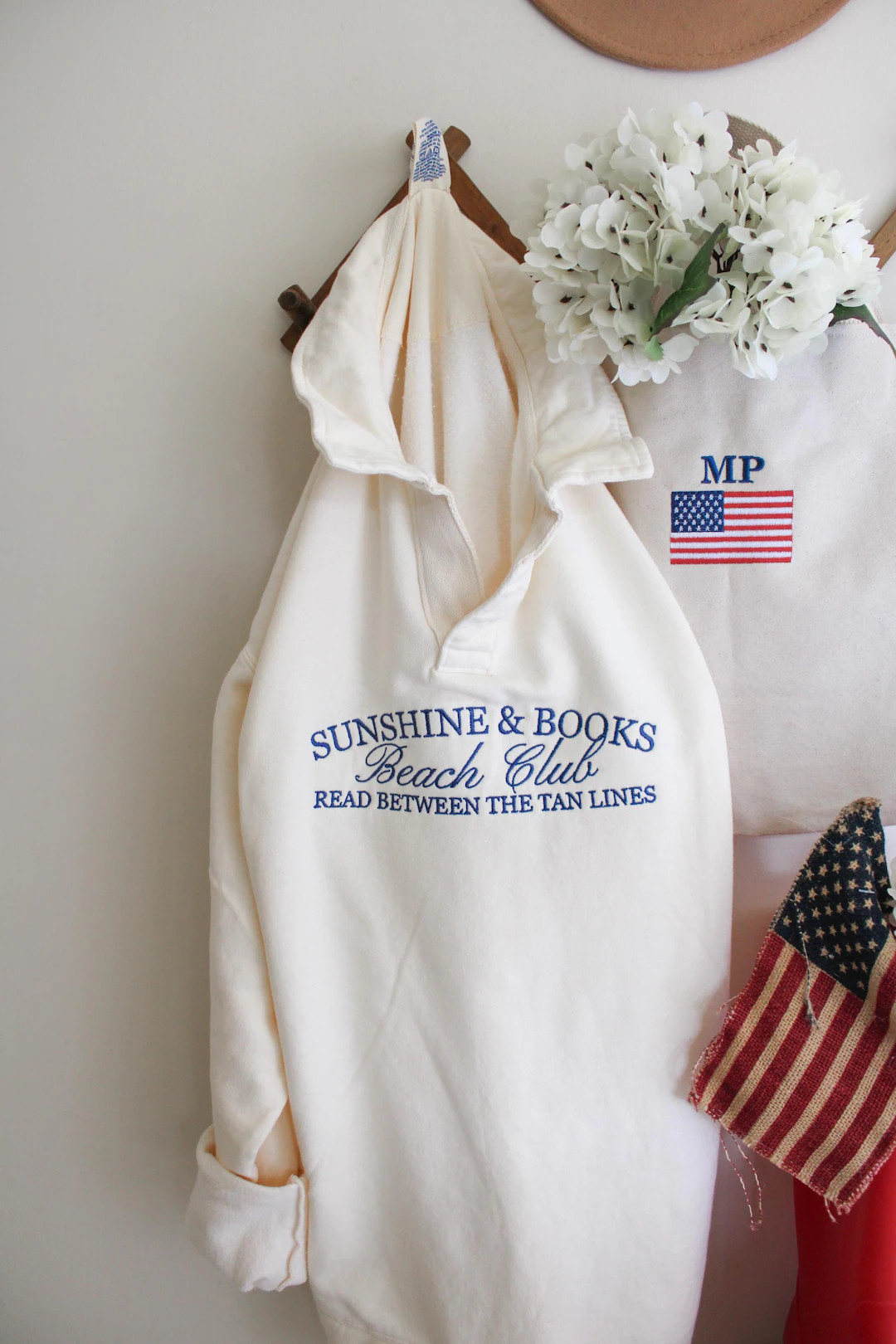 Sunshine & Books Beach Club, Embroidered Polo Collar Pullover - Etsy | Etsy (US)