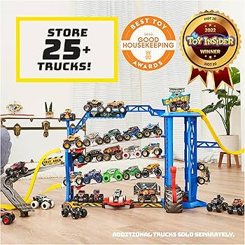 Monster Jam Garage Playset and Storage with Exclusive Grave Digger Monster Truck, Lights & Sounds... | Amazon (US)