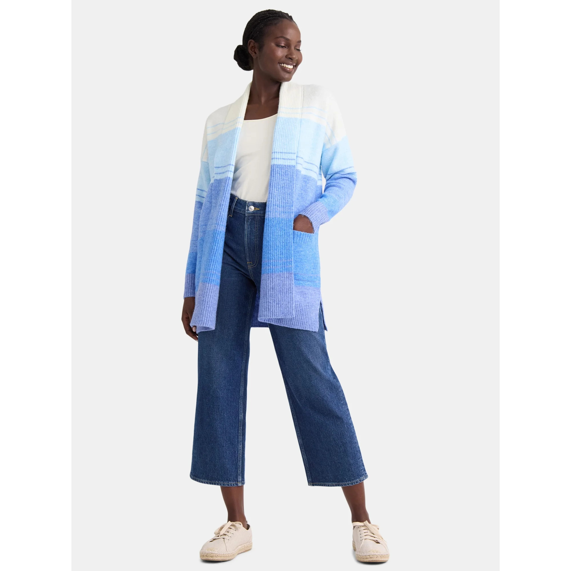 Time and Tru Women's Brushed Longline Cardigan Sweater, Midweight, Sizes XS-XXXL - Walmart.com | Walmart (US)