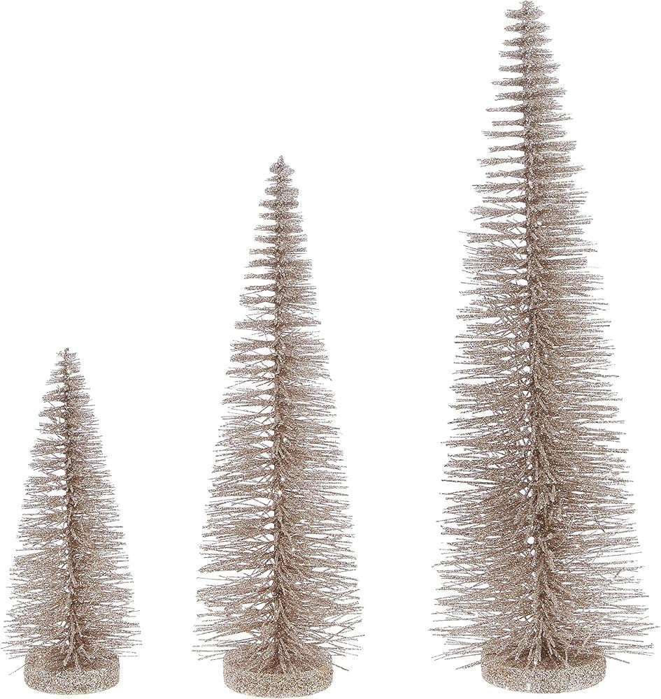RAZ Christmas Bottle Brush Trees Set of 3 in Sparkling Champagne Gold, 17.5 Inches,14 Inches and ... | Amazon (US)