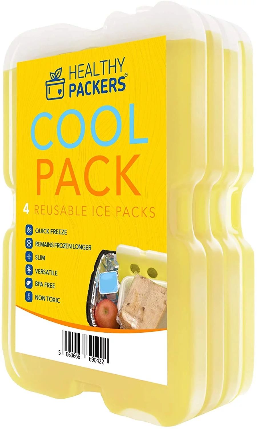Healthy Packers Slim Ice Packs for Lunch Bags or Coolers (4 Pack, Yellow) - Walmart.com | Walmart (US)