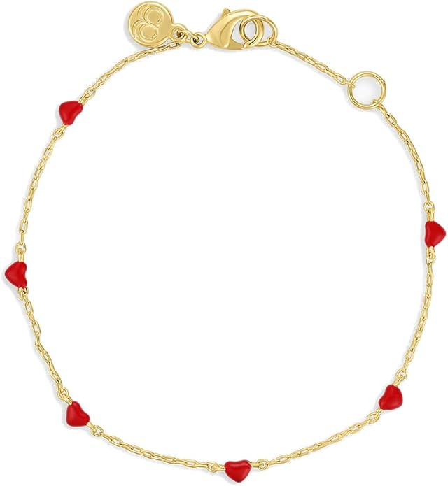 gorjana - Amour Bracelet Red 6 1/2" to 7" - 18k Gold Plated Brass - Red Enamel Hearts - Adjustabl... | Amazon (US)