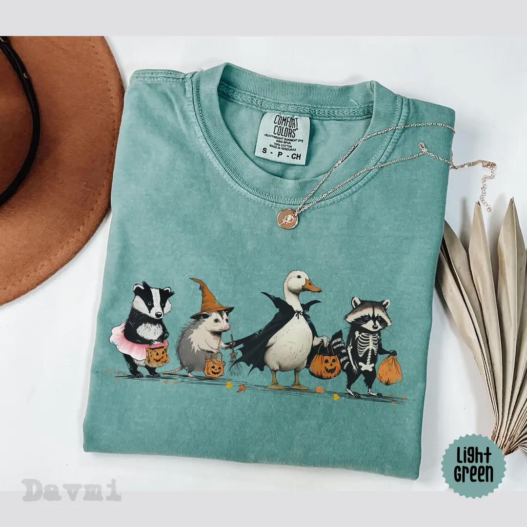 Halloween Shirt, Goose, Opossum, Racoon, Skunk, Trick or Treat Crewneck, Animal Lover T-shirt, Vi... | Etsy (US)