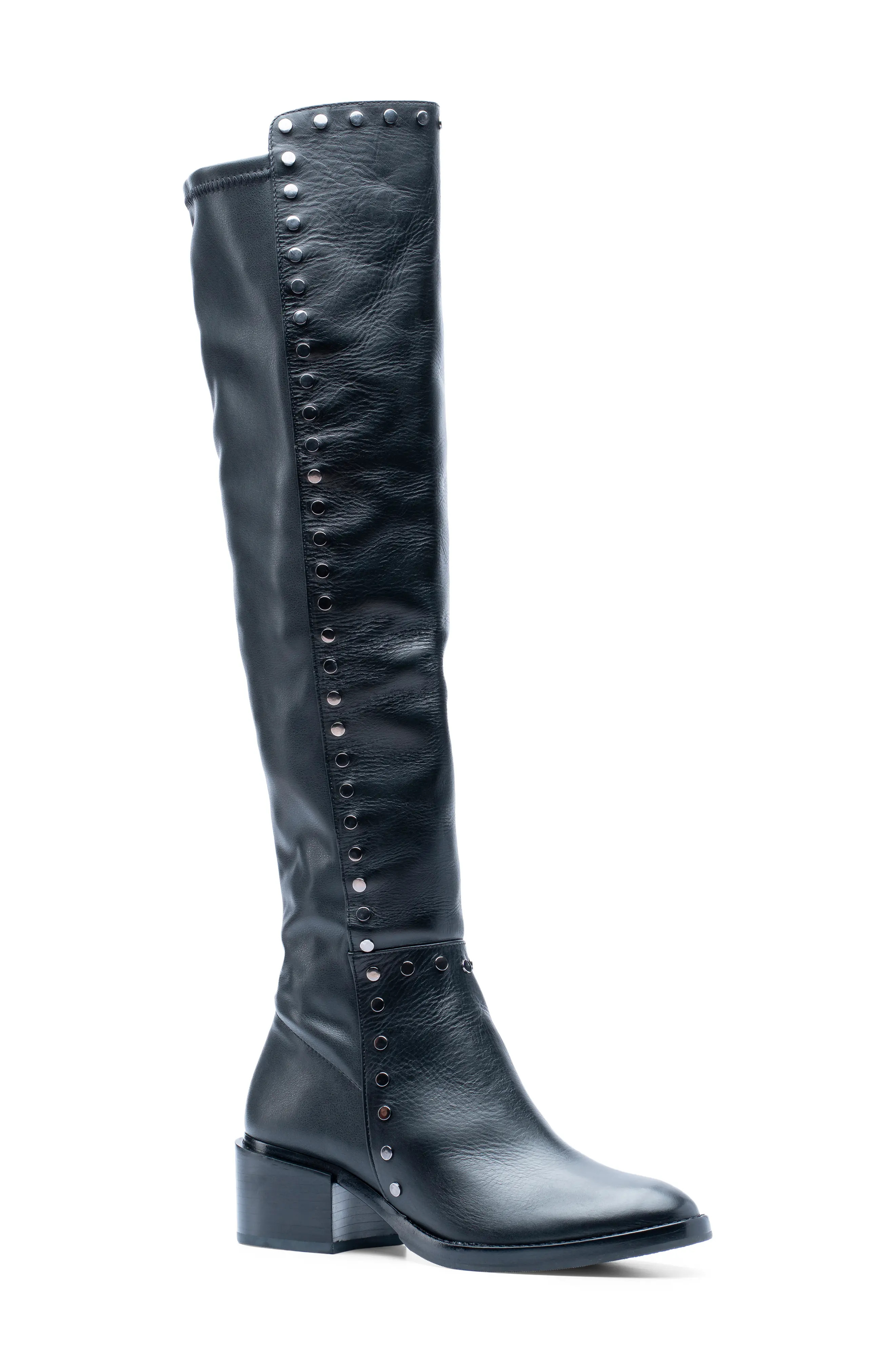 ALI MACGRAW Sleek Over the Knee Leather Boot in Black at Nordstrom, Size 8.5 | Nordstrom
