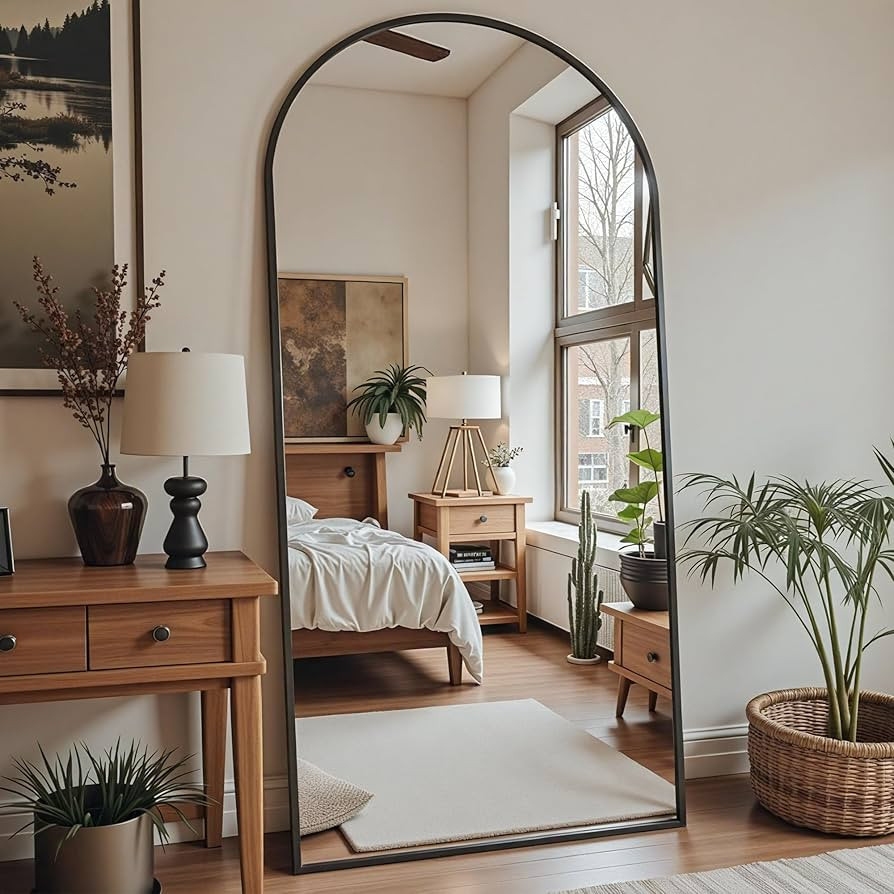 Floor Mirror, 78"x38" Oversized Full Length Mirror with Stand, Arched Full Body Mirror Standing H... | Amazon (US)