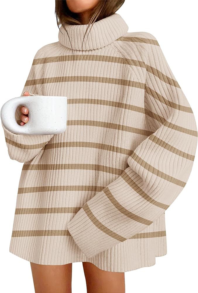 ZESICA Women's 2024 Winter Sweaters Oversized Turtleneck Long Sleeve Chunky Knitted Tunic Pullove... | Amazon (US)