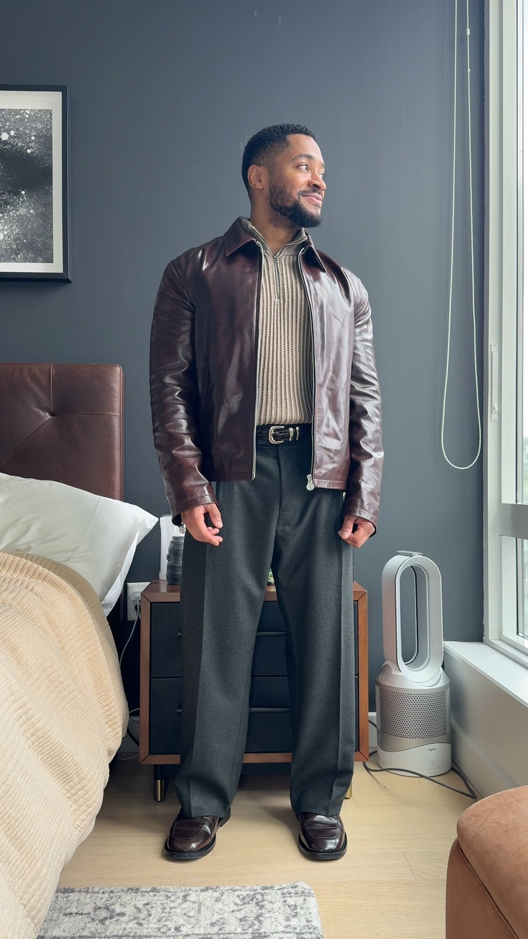 First GRWM of 2025! Acne Studio Leather jacket, Loro Piana Trousers, Abercrombie sweater, COS Loafers

#LTKMens #LTKStyleTip #LTKWatchNow