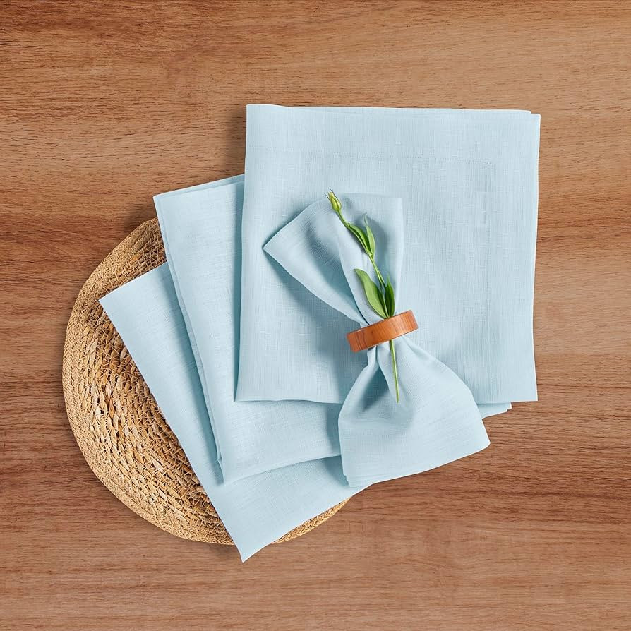 Solino Home Linen Dinner Napkins 20 x 20 Inch - Ice Water 100% Pure Linen Easter Cloth Napkins Se... | Amazon (US)