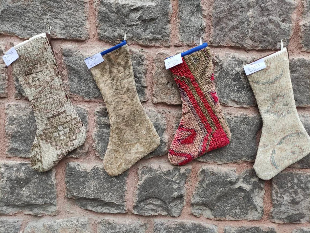 Vintage Christmas stocking 11''x20'' handmade christmas decor socks , designer socks , decorative... | Etsy (US)