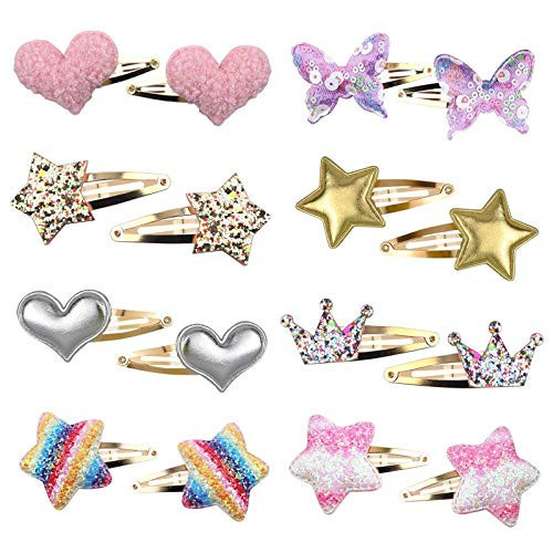 8 Pairs/16 Pack Hair Clips for Girls, Gingbiss Butterfly Metal Snap Hair Clips, Cute Girls Barrettes Heart Shaped Hair Clips Accessories for Kids | Amazon (US)